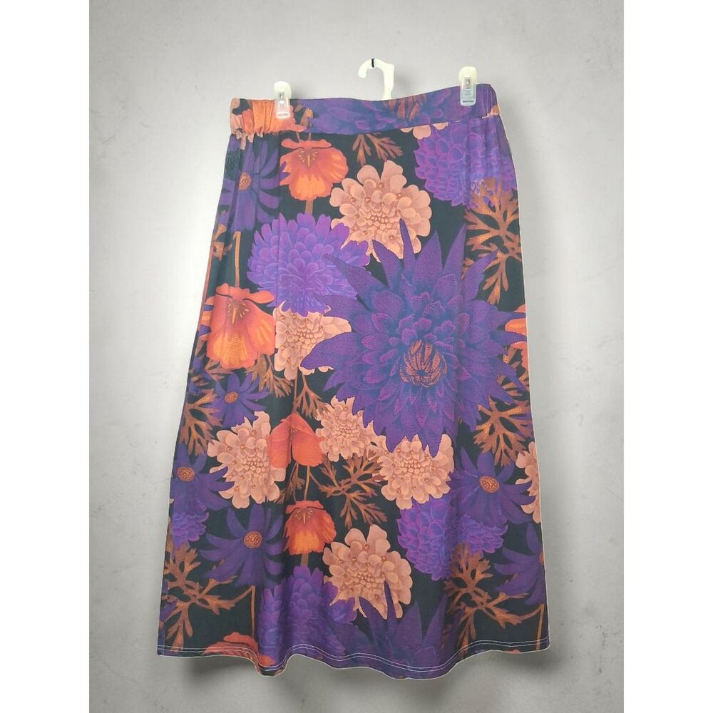Beyond This Plane 4X Vintage Style Floral Maxi Skirt - Elastic Waist